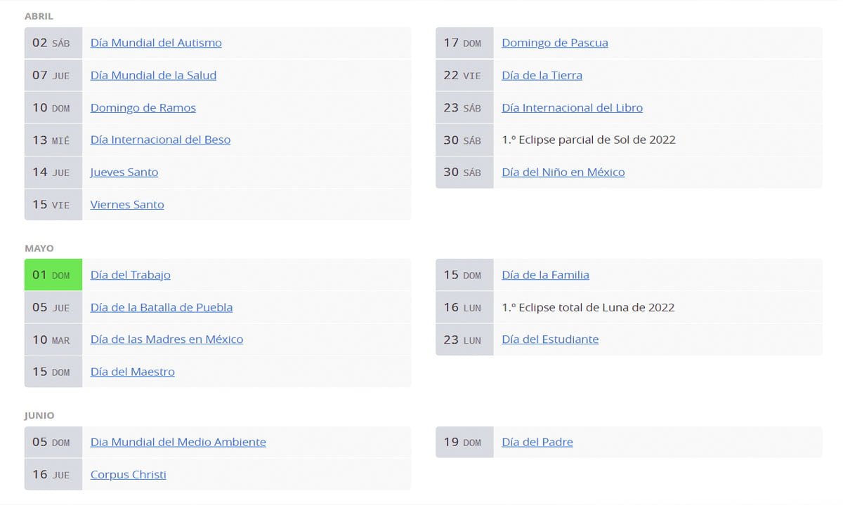 Fiestas de México 2024: Sitios web que muestran las fechas conmemorativas del año 1 Fiestas de México 2024: Sitios web que muestran las fechas conmemorativas del año | Fiestas de Mexico 2022 Sitios web que muestran las fechas conmemorativas del ano.SIN