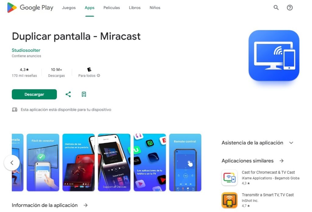 Aplicación para conectar y duplicar tu celular en la TV sin usar cables