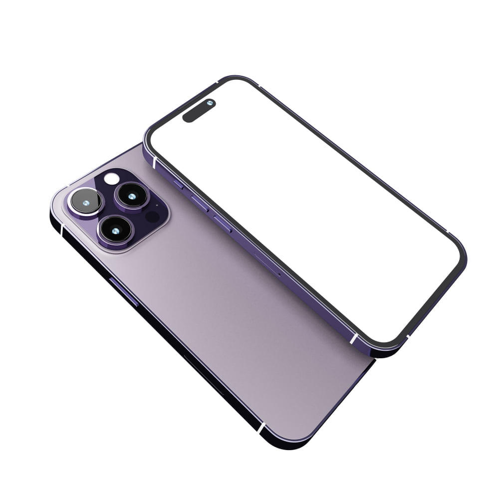Las mejores tarjetas de crédito y préstamos para comprar un nuevo teléfono móvil | realistic new smartphone mockup purple color with device display screen template product advertising ui ux infographic presentation interface des