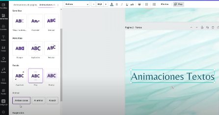 Cómo animar texto en Canva 2