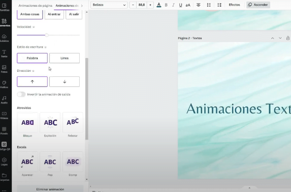 Cómo animar texto en Canva 4