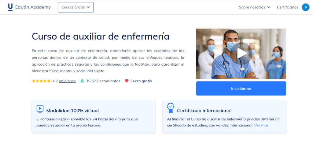 Curso de auxiliar de enfermería en línea y gratuito: cómo inscribirse 6 Curso de auxiliar de enfermería en línea y gratuito 5