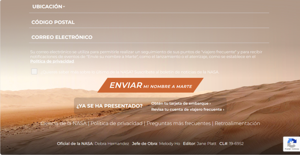 Cómo enviar tu nombre a Marte en la próxima misión de la NASA 5