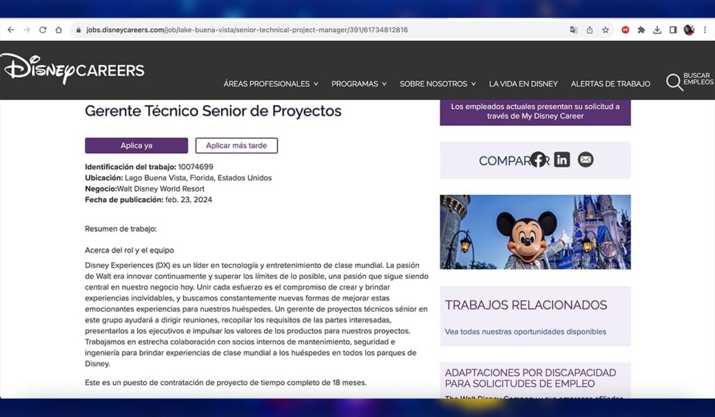 Cómo solicitar en línea para trabajar en Disney | Cómo solicitar en línea para trabajar en Disney4