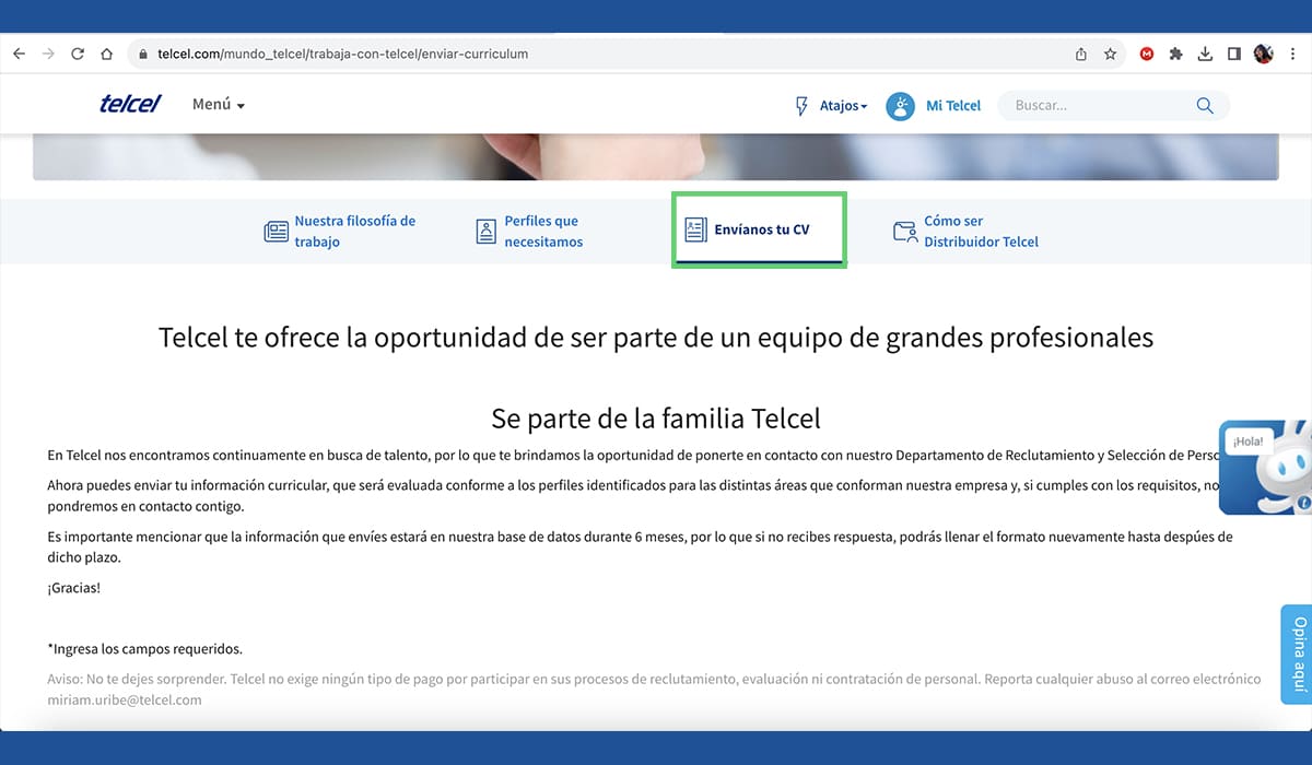 Cómo trabajar en Telcel: aprende a postularte para puestos desde tu celular | Cómo trabajar en Telcel aprende a postularte para puestos desde tu celular3