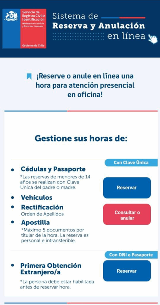 Cómo agendar cita para renovar DNI pasaporte Chile desde el celular 4 Renovar DNI pasaporte Chile