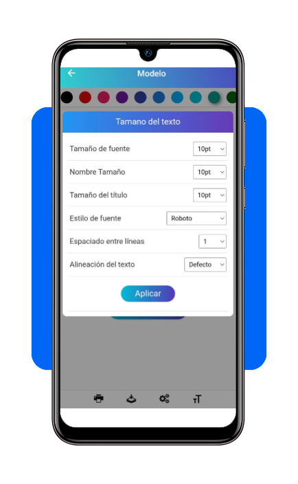 500 plantillas de CV fáciles de editar en tu teléfono 5 Captura de pantalla de las opciones de personalización